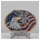 Patriotic Eagle and American Flag Plaque