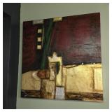 Large Square Abstract Mixed-Media Canvas Wall