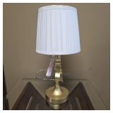 Brass Ribbon-Accent Table Lamp PleatedShade