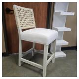 Modern White Woven Cane Back Accent Chair