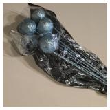 Glittery Light Blue Spherical Floral Spray Stems