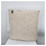 Cream Textured Woven Square Throw Pillow