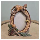 Tropical Whimsical Monkey & Palm Leaf Oval