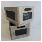 2 Rustic Grey-Washed Wooden Storage Crates