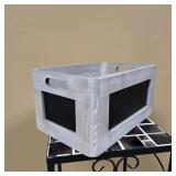 Whitewashed Wooden Storage Crate with Chalkboard