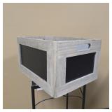 Whitewashed Wooden Storage Crate with Chalkboard