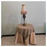 Vintage Table Lamp with Fringed Fabric Shade &