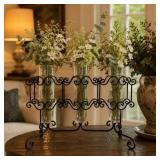Triple Pillar Candle Holder with Decorative Iron