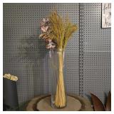Tall Clear Glass Cylinder Vase with Faux Dried