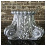 Huge Silver Antiqued Carved Scrollwork Pedestal /
