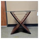 Modern X-Base Glass Top End Table
