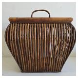 Handcrafted Woven Bamboo Carrier Basket 16.5'