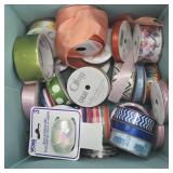 Assorted Craft Ribbon Spools Storage Tote Box Lot