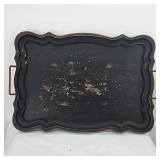 Rustic Distressed Black Wooden Serving Tray with