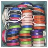 Assorted Craft Ribbon Spools Storage Tote Box Lot
