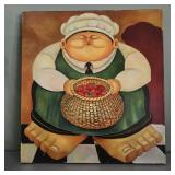 Whimsical Chef Holding Basket of Tomatoes Canvas