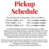 Pickup Schedule Info- Please Read
