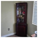 Traditional Wood Corner Curio Display Cabinet