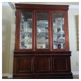 Traditional Lighted Wood China Display Cabinet