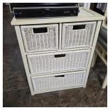 White 2-Drawer Storage Chest with Wicker Baskets