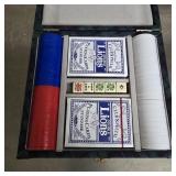Vintage Poker Chip & Playing Card Set in Case