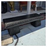 Rustic Cast Stone Garden Bench with Scroll Legs