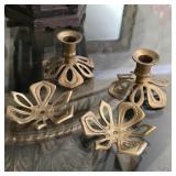 Pair of Vintage Gilt Metal Floral Taper