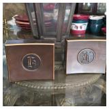 Pair of Framed Initial Art & Glass Vases Lot