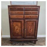 Inlaid Wood Accent Cabinet with Drawers