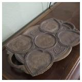 Hand-Carved Wood 5-Section Serving Tray