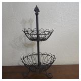 Black Metal 2-Tier Wire Countertop Fruit Basket