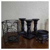 Assorted Black Metal Candle Holders & Lantern Lot