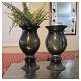 Pair of Decorative Tabletop Urns with Faux