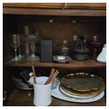 Vintage Trays, Glassware & Decor Lot