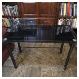 Black Finish Glass-Top Sofa / Console Table