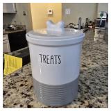 Farmhouse Style Ceramic Dog Treats Canister Jar