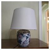 Vintage Blue & White Floral Ceramic Jar Table Lamp