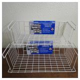 White Wire Stackable Under-Shelf Storage Baskets