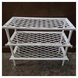 White Molded Plastic 3-Tier Lattice Shoe Rack