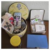 Vintage Sewing Notions, Buttons & Storage Tins Lot