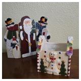 Rustic Wooden Holiday Figures & Ceramic Decor