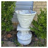 Cast Stone Fluted Garden Urn on Pedestal Base