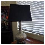 30' Turned Urn Table Lamp with Black Square Shade