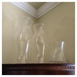 Set of 3 Tall Fluted Clear Glass Vases