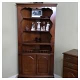 Traditional Wood Corner Curio Cabinet Hutch 5ft