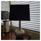30' Turned Urn Table Lamp with Black Square Shade