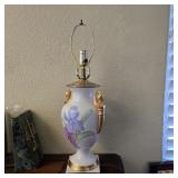 Vintage Floral Porcelain Urn Table Lamp with Shade