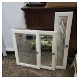 Set of 3 Distressed White Wooden Window Frame