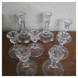 Collection of Clear Pressed Glass Taper Candle