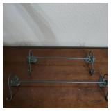 Pair of Wrought Metal Leaf-Motif Towel Bars